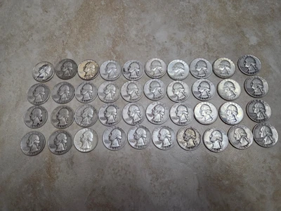 ROLL OF 40- WASHINGTON 90% SILVER QUARTERS 1964 or earlier dates - Image 1 of 2