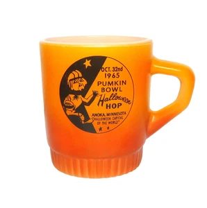 Vintage 1965 Fire King Halloween Pumpkin Bowl Anoka MN Milk Glass Cup Mug RARE! - Picture 1 of 4