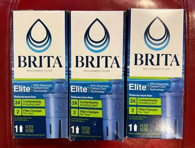 NEW BRITA ELITE 6 Month Pitcher Replacement Water Filter LOT 3 Filters - Image 1 of 2
