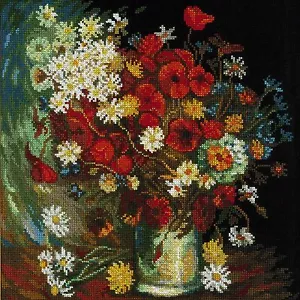 Kit Punto De Cruz Naturaleza Muerta Con Flores De Pradera 1591 Riolis - Imagen 1 de 6
