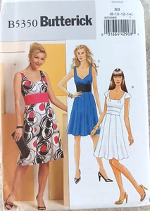 Butterick 5350 Women Scoop Sweetheart Neckline A-Line Flared Dress Pattern 8-14 - Picture 1 of 3