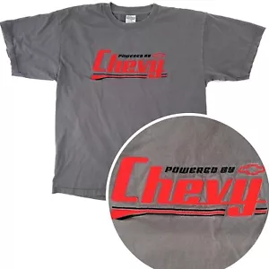 Camiseta Powered by Chevy Car Truck Logo Rojo Bordado Gris Algodón Para Hombre Y2K L - Imagen 1 de 10