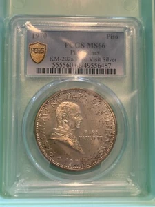 PCGS MS66 Toned!  Philippines 1970 1 Piso Pope Paul VI Silver. Fire Sale!!! - Picture 1 of 7