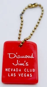 Vintage 1960s Diamond Jim's Nevada Club Las Vegas Red Keychain w DS Initials - Picture 1 of 5