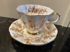 Vintage Queen Anne COLLECTIBLE Cup & Saucer Gold And Orange Flowers