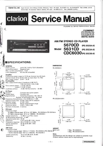 CLARION 5670CD, 5631CD, CDC6030 AM/FM STEREO CD PLAYER, SERVICE MANUAL - Picture 1 of 1