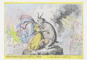 c1850 ENCHANTMENTS SEEN UPON THE MOUNTAINS OF WALES James Gillray caricature - Picture 1 of 1