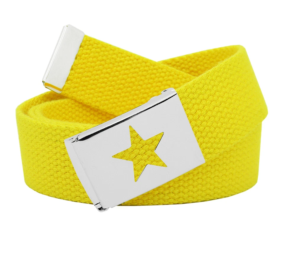 Build A Belt Men's Star Silver Flip Top 1.25" Wide Buckle with Canvas Web Belt - Image 1 of 4
