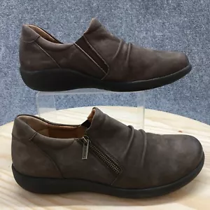 Aetrex Shoes Womens 10 Katie Slip On Loafers Brown Leather Zipper Casual Low - Picture 1 of 19