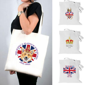 Platinum Jubilee Queen Canvas Shopper Bag Shoulder Tote Reusable Eco HandleBag