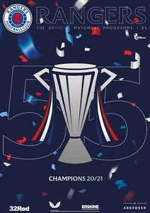 Rangers v Aberdeen - Scottish Premiership May 2021 CHAMPIONS ISSUE Programme - Picture 1 of 1