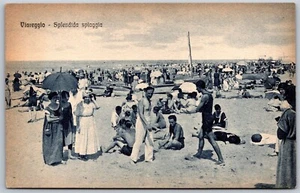 Vintage Viareggio Italien Splendida Splaggia wunderschöner Strand 1920er Ansicht Postkarte - Bild 1 von 2