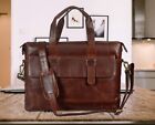 Men Leather 17" Laptop Briefcase Handbag Travel Bag Shoulder Messenger Bag
