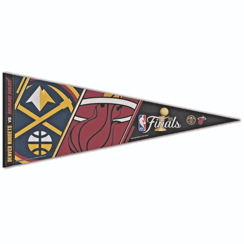 DENVER NUGGETS MIAMI HEAT DUELING PREMIUM PENNANT 12"X30" 2023 NBA FINALS Cover