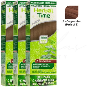 Herbal Time Henna Dye Natural Hair Colouring Cream 75ml - CAPPUCINO *PACK OF 3* - Picture 1 of 6