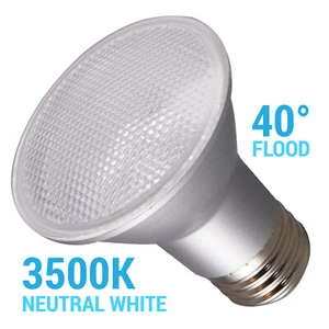 Satco S29407 LED Bulb 120V 6.5W 50W PAR20 Medium E26 Silver Finish CL Lens 3500K - Picture 1 of 10