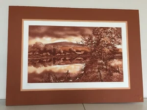 EDICIÓN LIMITADA FIRMADA A MANO KATHLEEN CANTIN RIVER BEND ENMARAÑADO DIBUJO PINTURA 19"X 27" - Imagen 1 de 7