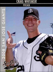 2008 San Jose Giants Grandstand #30 Craig Whitaker Lufkin Texas TX Baseball Card