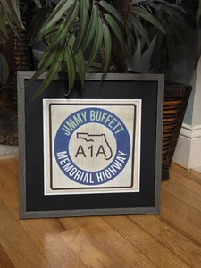 Jimmy Buffett A1A Memorial Highway Matted & Glass Framed Rock Piece -NEW - Picture 1 of 3