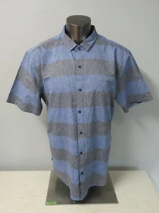 Mens Split Co. USA Short Sleeve Button Front Shirt Blue Gray Size XXL Cotton - Picture 1 of 8