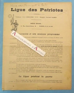 ● Ligue des Patriotes Enrôlement - Paul Deroulède Maurice Barrès imprimé 4p - Picture 1 of 3