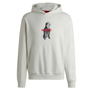 Men's Hugo Dartchon Animal Graphic Hoodie in Cream - Picture 1 of 4