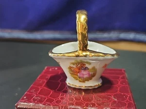 Limoges France Basket With Lovers, Landscape, Flowers and Gold Handle - Picture 1 of 12