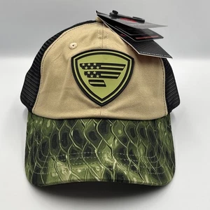 Favorite Brand Fishing Benchmark Mesh Snapback Cap Hat Tan Black NWT - Picture 1 of 6