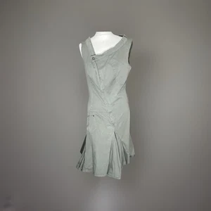 PLEIN SUD SAGE GREEN SLEEVELESS COTTON QUIRKY DRESS SIZE 40 (8) FITS 10-12) - Picture 1 of 11