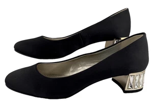 Anne Klein Haedyn Black Gold Rhinestone Embellished Block-Heel Pumps Sz 6.5 NWOB - Picture 1 of 9