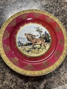 Vintage Beautiful Elk Decorative Plate Bavaria Germany Gold Trim 10.5 “ - Picture 1 of 3