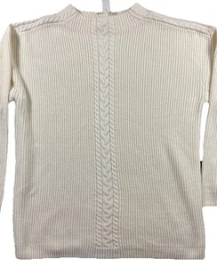 Talbots Women’s Sweater XL Cable Knit Cotton Off White Fishermans Pullover New - Picture 1 of 15