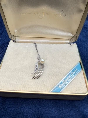 "Collar vintage de perlas cultivadas de plata de ley firmado 16""" Foto 1 de 4