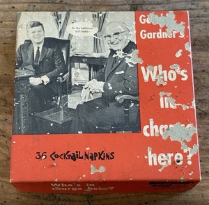 1962 GERALD GARDNER’S Who’s In Charge Here? Political COCKTAIL NAPKINS Box of 34 - Picture 1 of 8