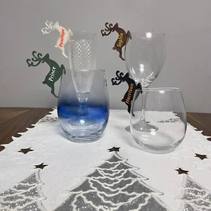 6pcs Personalised Cute Christmas Reindeer Glass Name Charm Table Decoration Xmas - Picture 1 of 10