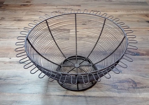 French Wire Basket Large Scallop Bowl Metal Footed Round Rustic Farm Decor 18" Cover