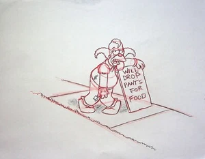 Simpsons 1990s Series Production Hand Drawn KRUSTY Model Cel Layout - Picture 1 of 2