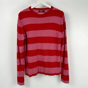 Reiss Jumper Sweater Sz Medium Red Pink Stripe Cashmere Angora Wool Spring Knits - Picture 1 of 24