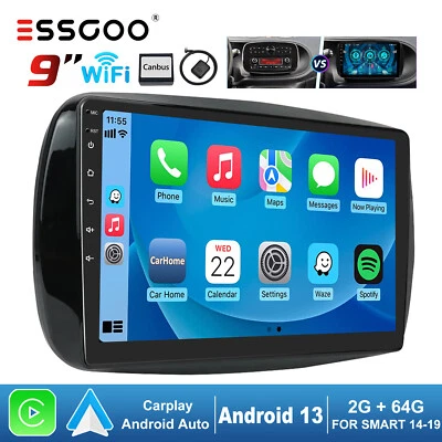 9" Android 13 Carplay Autoradio GPS NAV 2+64G Für Benz Smart Fortwo 453 14-2019 - Bild 1 von 4
