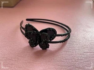 Elegant Black Butterfly Rhinestone Headband - Picture 1 of 5