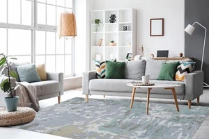 Hand Tufted Wool, Visocse & Abstract Contemporary Area Rug 5X8 ft, 7.6X9.6 ft - Picture 1 of 6