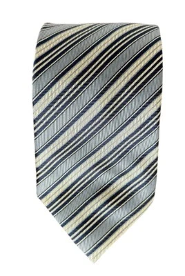 Firenze 100% Silk Neck Tie ~Blue Stripes Design - Image 1 of 4