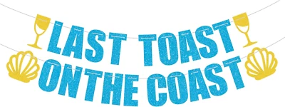 Estandarte de último brindis en la costa, decoraciones de despedida de soltera de playa, br náutico Foto 1 de 4