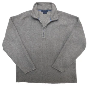 Zegna Sweater Sport Mens Large Gray LS Pullover Half-Zip Logo Pull - Picture 1 of 12