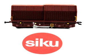 TREN SIKU RAILWAY 1664 VAGÓN DE CARGA de transporte con 4 ejes y techo corredizo en muy buena condición - Imagen 1 de 14