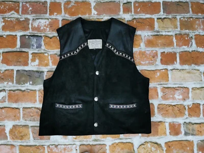 Chevignon Vintage Western Cowboy Cuero Chaleco Negro Informal Talla: XL Tip Top - Imagen 1 de 4
