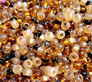 Czech Glass Seed Beads Size 6/0 " MIXTURE SILVER LINED TOPAZ RAINBOW" 50 Grams - Picture 1 of 3