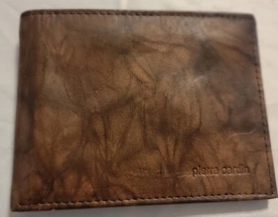 Pierre Cardin Leather Passcase Billfold  Wallet Brown and Black Marbled Leather - Image 1 of 4