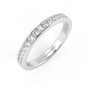 Natural F/VS Round Diamond Channel Set Half Eternity Ring In Platinum - Picture 1 of 19