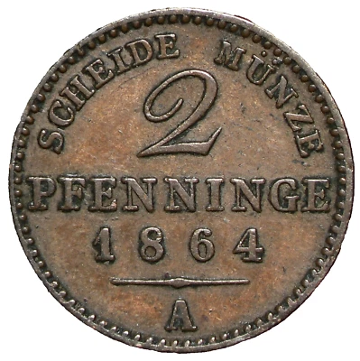 1864 A German State Prussia 2 Pfenninge KM#481 #17379 - Image 1 of 4